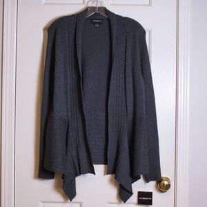 NWT Liz Claiborne Women's Charcoal Heather Waterfront Cardigan, Size L